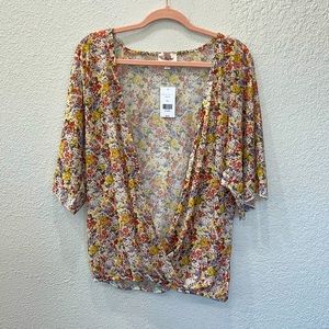Stretchy Low Cut Floral Blouse